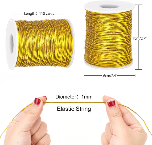 White Twine String and Gold Elastic Cord – product detail