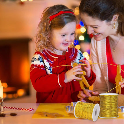 White Twine String and Gold Elastic Cord