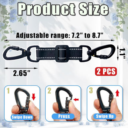 2 Pack Dog Safety Collar Clips Adjustable Collar Backup Clip Connector Reflective Double Ended Clasp Leash Pet Harness Connector for Running and Hiking Training Helps Reduce Neck Strain