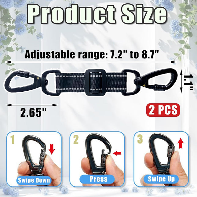 2 Pack Dog Safety Collar Clips Adjustable Collar Backup Clip Connector Reflective Double Ended – product detail