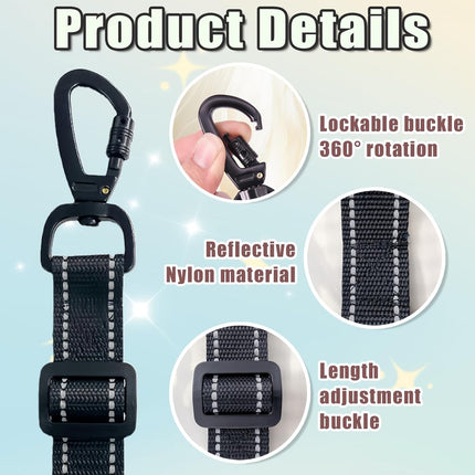 2 Pack Dog Safety Collar Clips Adjustable Collar Backup Clip Connector Reflective Double Ended Clasp Leash Pet Harness Connector for Running and Hiking Training Helps Reduce Neck Strain