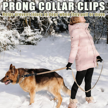 2 Pack Dog Safety Collar Clips Adjustable Collar Backup Clip Connector Reflective Double Ended Clasp Leash Pet Harness Connector for Running and Hiking Training Helps Reduce Neck Strain