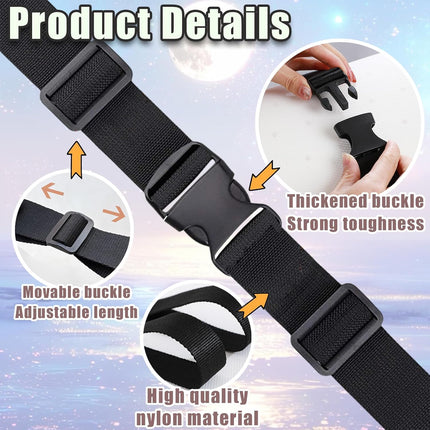2 Pack Heavy Duty Adjustable Nylon Tie Down Straps with Quick-Release Buckles Yoga Mat Straps for Camping Gear Moving Luggage Mattress & Outdoor Equipment Multi-Purpose Securing Strap (Black-2Pcs)