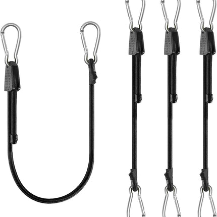 4 Pack 40 Inch Adjustable Carabiner Bungee Cords with Hooks Easy to Adjust from 35" to 60" Black Extra Strong Elastic Rope Outdoor Heavy Duty Bungee Straps for Camping Tarps Bike Rack Tent