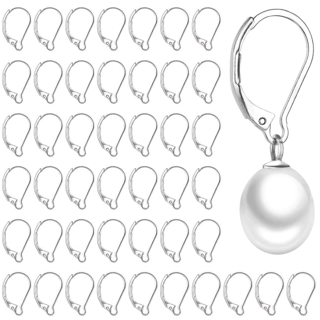 50pcs Stainless Steel Lever Back Earring Clasps leverback French Earring Hooks Hypoallergenic Ear