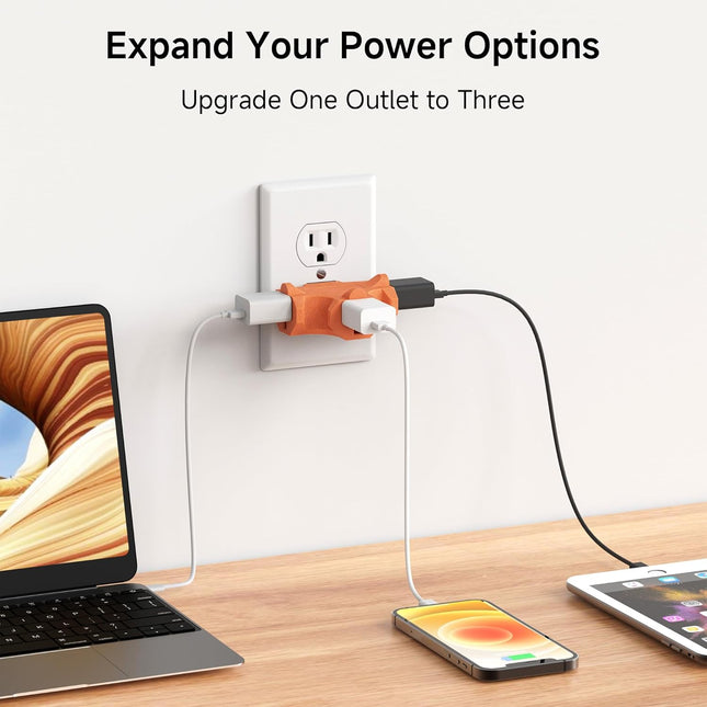 ETL Listed 3-Pack 3 Way Plug Adapter 15A 1875W 3 Prong 3 Outlet Adapter Power Splitter (White Gray – product detail