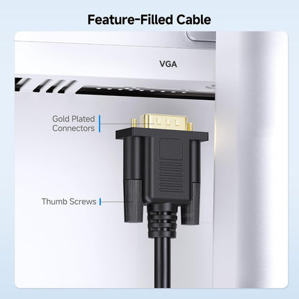 VGA Cable with Ferrites - 10ft, VGA Cord for Computer Monitor, Monitor Cable Male to Male