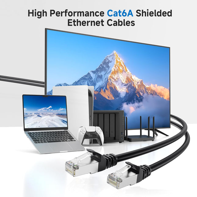10Gbps 5-Pack Snagless Short Shielded Cat 6A Ethernet Cable – product detail