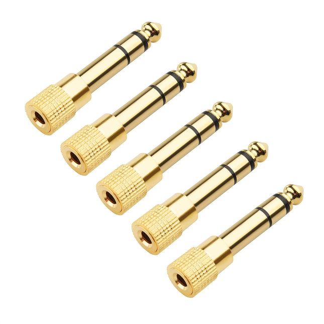 5-Pack 1/4 to 1/8 Headphone Adapter 6.35mm to 3.5mm Adapter Male to Female Gold Plated Stereo Headphone