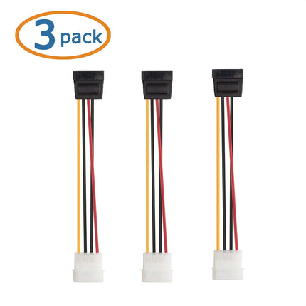 3-Pack 4 Pin Molex to SATA Power Cable (SATA to Molex) - 6 Inches