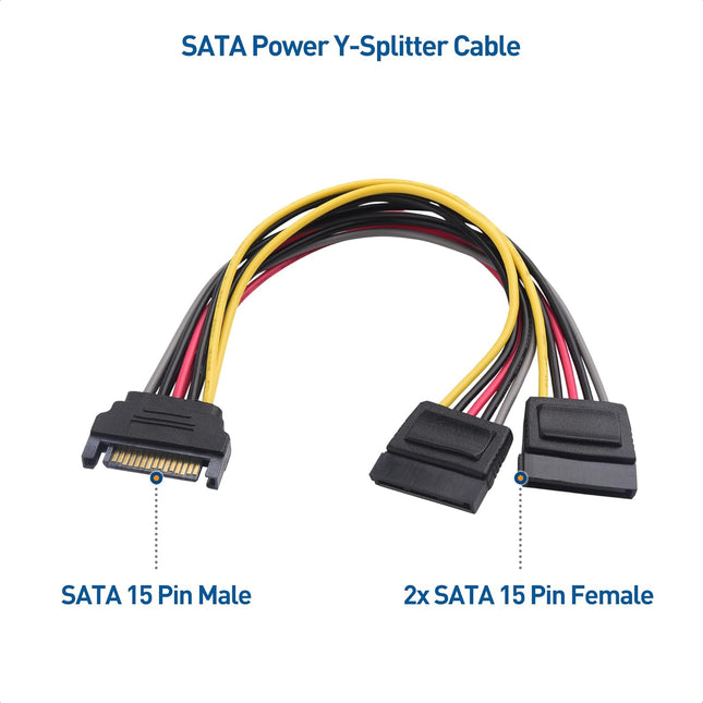 3-Pack 15 Pin SATA Power Splitter Cable – product detail