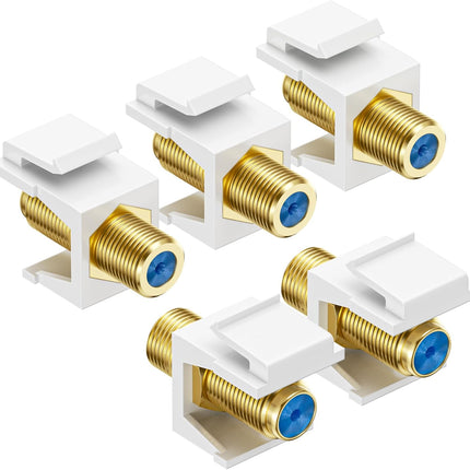 5-Pack RG6 Keystone Jack Insert, Coaxial Keystone Jack Insert Gender Changer