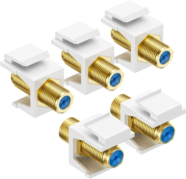 5-Pack RG6 Keystone Jack Insert Coaxial Keystone Jack Insert Gender Changer V1258-DP02-B-3594