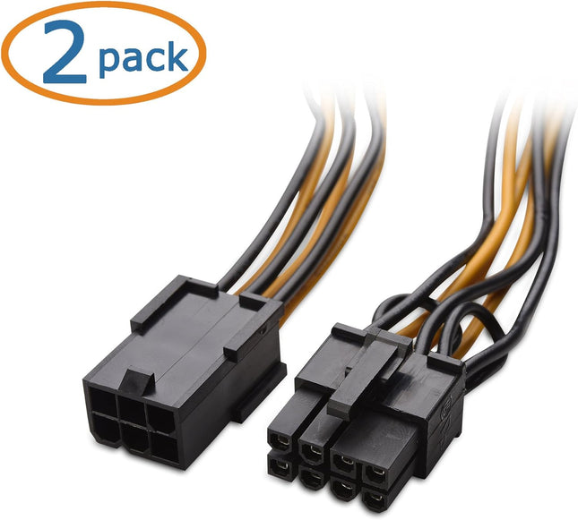 2-Pack 6 Pin to 8 Pin PCIe Adapter Power Cable – product detail