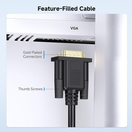 VGA Extension Cable (VGA Cable Male to Female) - 6 Feet, Not Dual Male Cord, Not for DB9/Serial Use