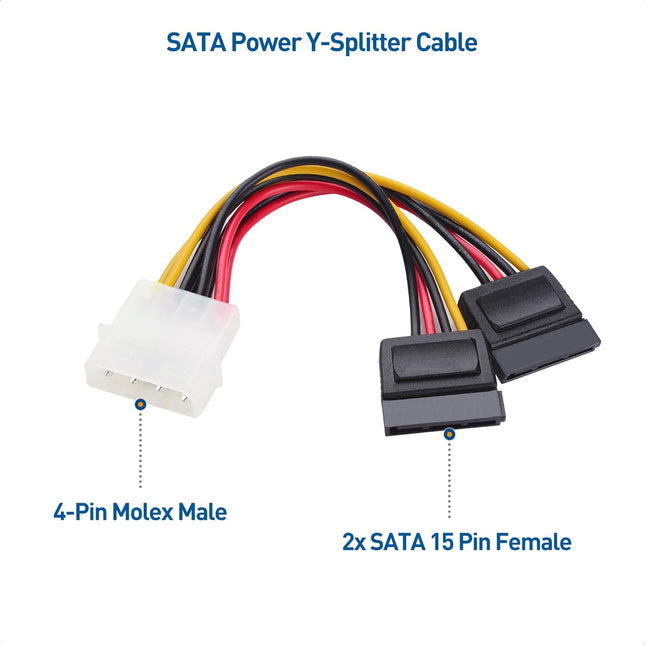 3-Pack 4 Pin Molex to Dual SATA Power Y-Cable Adapter- 6 Inches – product detail