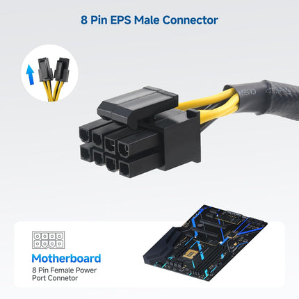 2-Pack 8 Pin EPS CPU Extension Cable - 10 Inches, 8-Pin ATX/CPU Power Cable Male to Female