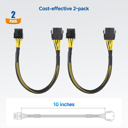 2-Pack 8 Pin EPS CPU Extension Cable - 10 Inches, 8-Pin ATX/CPU Power Cable Male to Female