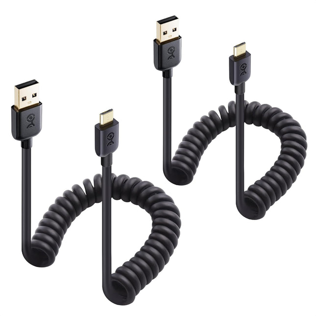 2-Pack Coiled Micro USB Cable (Coiled Micro USB to USB2.0) 2-4 Feet V1258-DP02-B-3609