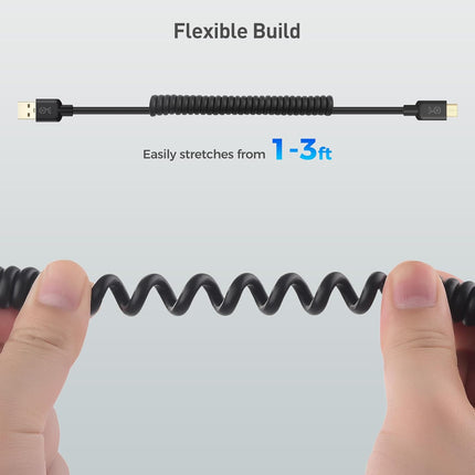 2-Pack Coiled Micro USB Cable (Coiled Micro USB to USB2.0) 2-4 Feet