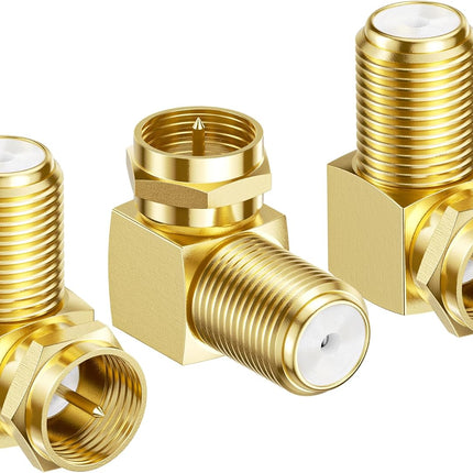 3-Pack Gold-Plated F-Type Right Angle RG6 Coaxial Adapter (90 Degree Coaxial Connector, Male to Female Coax Cable Connector)