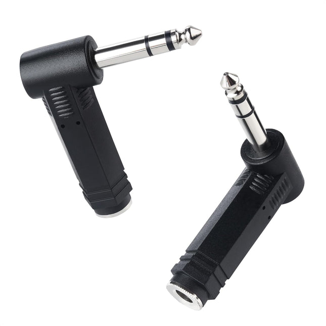 2-Pack 1/4 Right Angle TRS Adapter