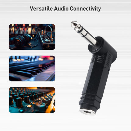 2-Pack 1/4 Right Angle TRS Adapter - 6.35mm Right Angle Adapter, 1/4 TRS Audio Connector for Professional Audio Equipment