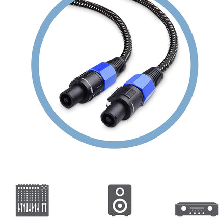 Premium Braided 12AWG Speaker Cable 3 ft Compatible with Speakon NL4FC Port