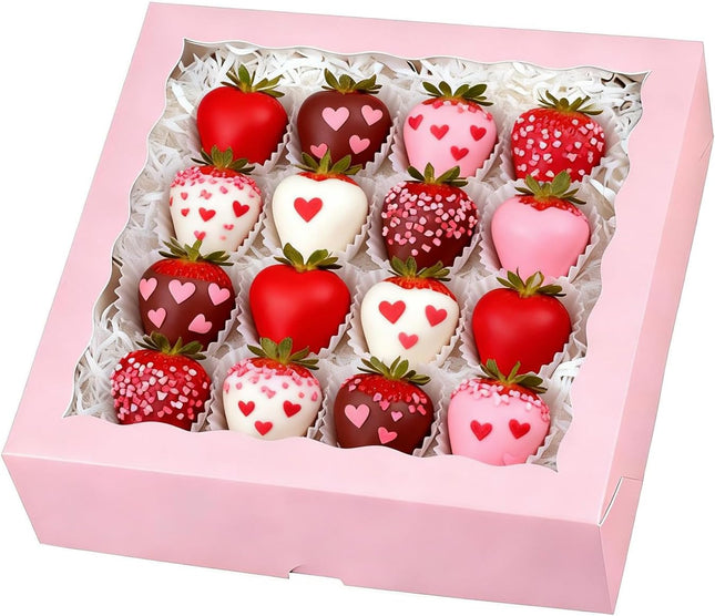 Pie Boxes Pink Bakery Boxes with Window (12pcs 9x9x2.5 Inch) for Christmas Ideal for Pie