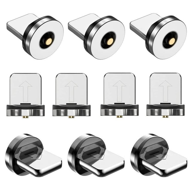 Magnetic Charging Tips lPhone 10pcs 1Pin 360 Degree Rotate Connector Adapters for iOS-Lightlng