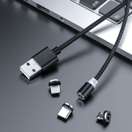 Magnetic Charging Cable 6pcs,Just 360°Rotate Magnetic Cables Without Magnetic Charging Tips,[3.3ft/1m,2.4 A Max 3in1 Nylon Braid Cord(3.3ft/Black), 6PC/3.3ft/Black