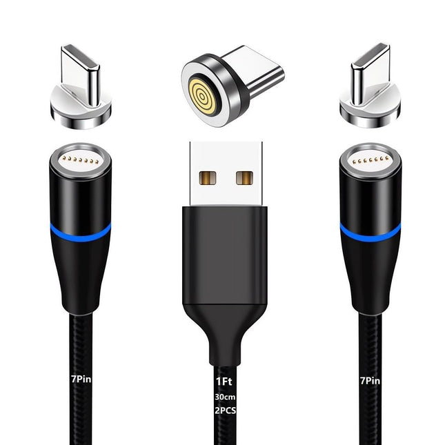 Magnetic Charging Cable 7Pin Sereis 2Pack 1Ft USB-C Short Cable Sets Fast Charging Compatible for USB