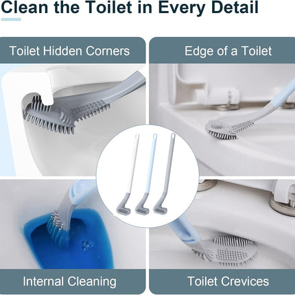 Golf Toilets Brushes, Toilet Cleaning Brush, Flexible Bendable Silicone Long Handled Toilet Brushes, 360°Deep Toilets Bowl Cleaning Brush,Quick Drying Scrubber for Bathroom with Hook (White)