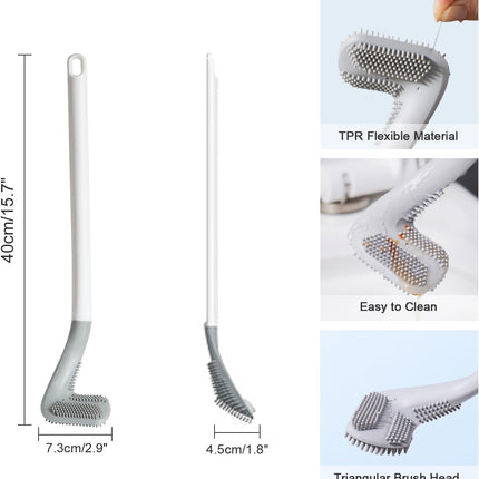 Golf Toilets Brushes, Toilet Cleaning Brush, Flexible Bendable Silicone Long Handled Toilet Brushes, 360°Deep Toilets Bowl Cleaning Brush,Quick Drying Scrubber for Bathroom with Hook (White)