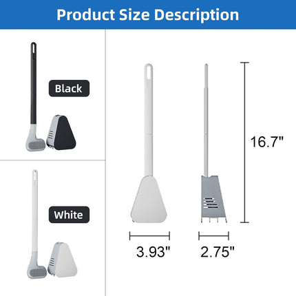Toilet Brush and Holder Set Silicone, Flexible Toilet Brush for Deep Cleaning of Dead Corners, Snap-on Detachable Long Toilet Brush, Wall-Mounted Toilet Bowl Brush Set (Black)