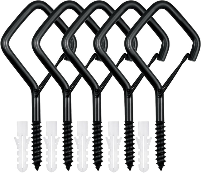 5 PCS Black Eye Screw Hooks 4 Inch Ceiling Hooks for Hanging Heavy Duty Items with Safety