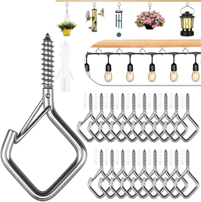 20 Pcs 304 Stainless Steel Eye Screw Hooks for Hanging Heavy Duty.Windproof Ceiling Hooks for