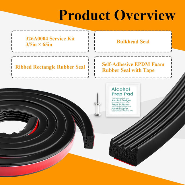 326A0004 Ribbed Bulkhead Seal Strip 3/5 X 65 Tonneau Cover Bulkhead/Service Kit/Self-Adhesive EPDM Foam – product detail