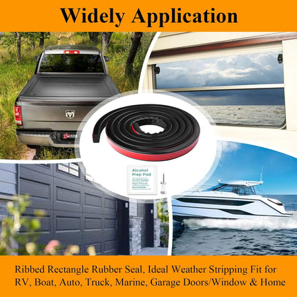 326A0004 Ribbed Bulkhead Seal Strip 3/5" X 65", Tonneau Cover Bulkhead/Service Kit/Self-Adhesive EPDM Foam Rubber Seal W/Tape/Ideal Weather Stripping