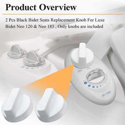 Bidet Seats Replacement Knob Compatible With Luxe Bidet Neo 120 & Neo 185, Knob Accessories for Luxe Bidet Neo 120 & Neo 185, Neo Knob, Non-Electric Bidet Attachment for Toilet Seat, 2 Pcs White