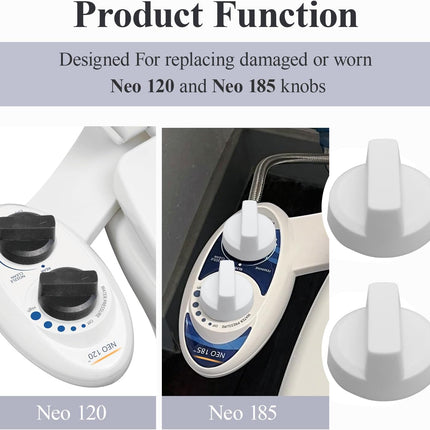 Bidet Seats Replacement Knob Compatible With Luxe Bidet Neo 120 & Neo 185, Knob Accessories for Luxe Bidet Neo 120 & Neo 185, Neo Knob, Non-Electric Bidet Attachment for Toilet Seat, 2 Pcs White