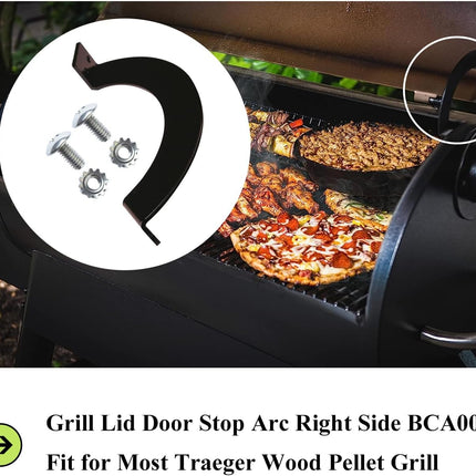 Newly Upgraded BCA002 Grill Lid Door Stop Arc Right Side for Most Traeger Grills, Fits Pro Series 22, Tailgater 20, Century 885, Eastwood 22, Include Door Stop Arc (Right Side) W/Screw