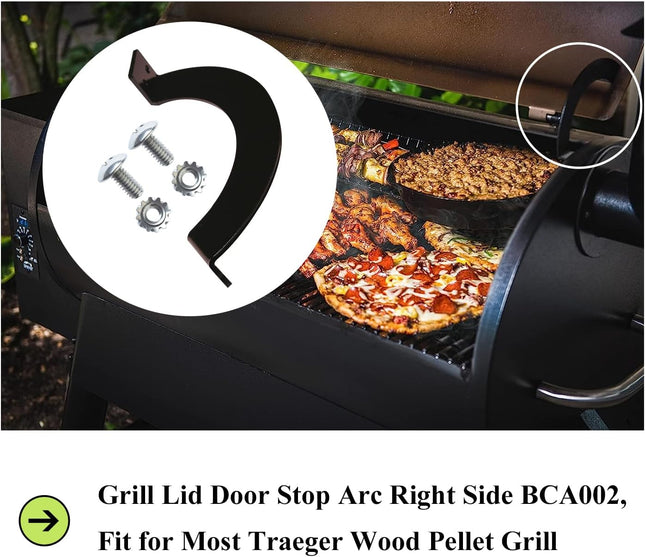 Newly Upgraded BCA002 Grill Lid Door Stop Arc Right Side for Most Traeger Grills Fits – product detail