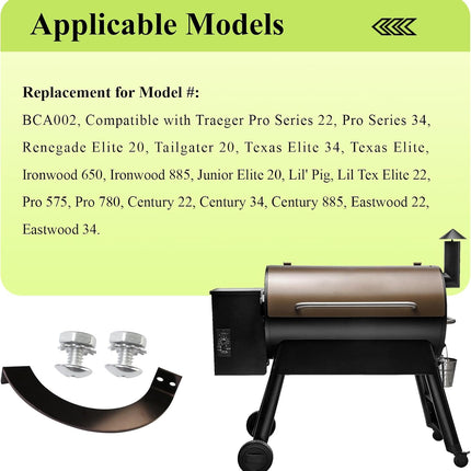 Newly Upgraded BCA002 Grill Lid Door Stop Arc Right Side for Most Traeger Grills, Fits Pro Series 22, Tailgater 20, Century 885, Eastwood 22, Include Door Stop Arc (Right Side) W/Screw