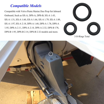 3 O-Rings Total: Dipstick #3852045, Vent #3855081, Drain #3855081, Vent Or Drain, Outdrive Lower Unit Gearlube Gearoil Oring, Fit for Volvo Penta Marine Duo Prop Set SX-M, SX-A, DPS-A Inboard Outboard