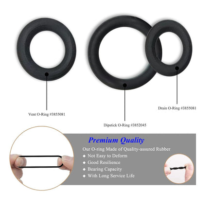 3 O-Rings Total: Dipstick #3852045, Vent #3855081, Drain #3855081, Vent Or Drain, Outdrive Lower Unit Gearlube Gearoil Oring, Fit for Volvo Penta Marine Duo Prop Set SX-M, SX-A, DPS-A Inboard Outboard