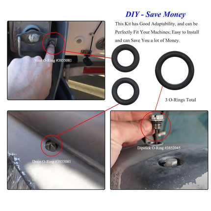 3 O-Rings Total: Dipstick #3852045, Vent #3855081, Drain #3855081, Vent Or Drain, Outdrive Lower Unit Gearlube Gearoil Oring, Fit for Volvo Penta Marine Duo Prop Set SX-M, SX-A, DPS-A Inboard Outboard