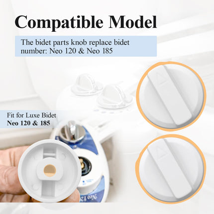 4 Pcs White Bidet Seats Replacement Knob Fit for Luxe Bidet Neo 120 & Neo 185, Knob Accessories for Luxe Bidet Neo 120 & Neo 185, Neo Knob, Non-Electric Bidet Attachment for Toilet Seat