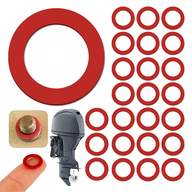 25 Pcs 90430-08020 90430-08003 Outboard Lower Unit Oil Drain Gaskets Compatible with Yamaha 4 in Red