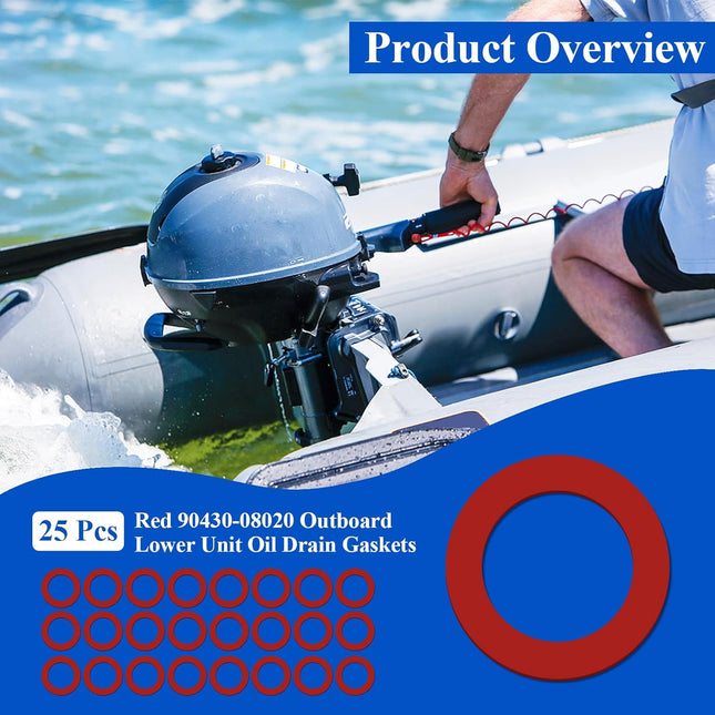 25 Pcs 90430-08020 90430-08003 Outboard Lower Unit Oil Drain Gaskets Compatible with Yamaha 4 – product detail